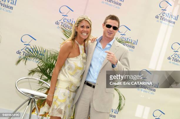 Eric Close poses for the picture with TV presenter Rachel Bourlier, one of his fans.
