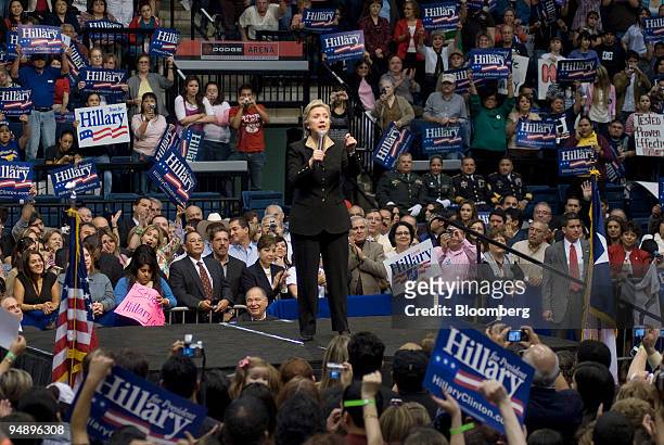 Hillary Clinton, U.S. Senator from New York and 2008 Democratic presidential candidate, speaks to her supporters during at a campaign rally in...