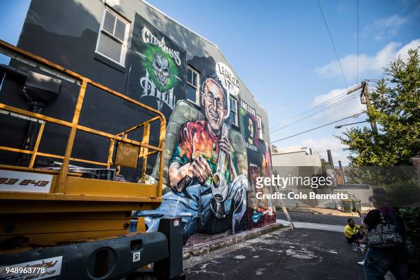 Mural of Senator Richard Di Natale is seen in the Sydney suburb of Newtown on April 20, 2018 in Sydney, Australia. The Greens are proposing to...