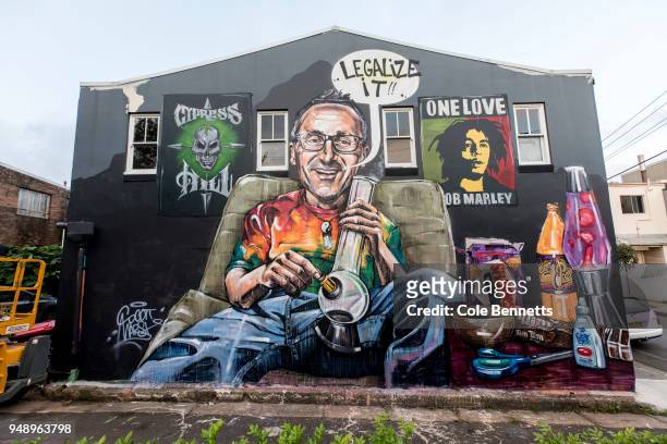 Mural of Senator Richard Di Natale is seen in the Sydney suburb of Newtown on April 20, 2018 in Sydney, Australia. The Greens are proposing to...