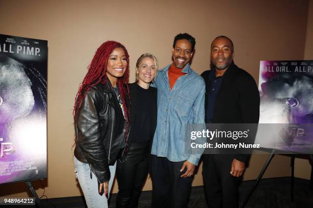 Keke Palmer, Christine Crokos, Tyson Hall, and Lee Daniels attend the "Pimp" Private Screening at Regal Battery Park Cinemas on April 19, 2018 in New...