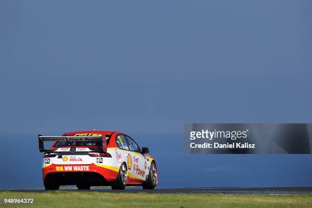 Scott McLaughlin drives the Shell V-Power Racing Team Ford Falcon FGX during the Supercars Phillip Island 500 at Phillip Island Grand Prix Circuit on...