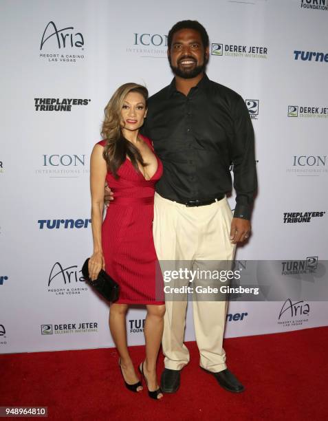 Kema Ogden and her husband, former NFL player Jonathan Ogden attend the 2018 Derek Jeter Celebrity Invitational gala at the Aria Resort & Casino on...