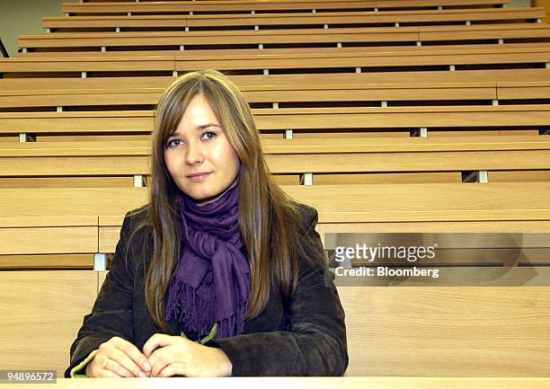 Karolina Maciejak, a 22-year-old sociology student, poses in the Polish town of Poznan, Poland, Thursday, October 20, 2005. Maciejak says she will...