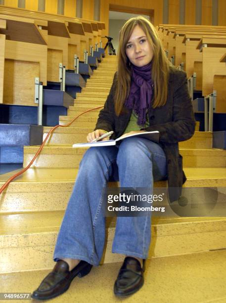 Karolina Maciejak, a 22-year-old sociology student, poses in the Polish town of Poznan, Poland, Thursday, October 20, 2005. Maciejak says she will...