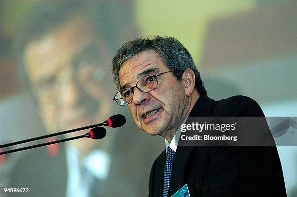 Cesar Alierta Izuel, chairman and chief executive of Telefonica S.A addresses the Unice conference in Brussels, Belgium, Thursday, October 20, 2005.