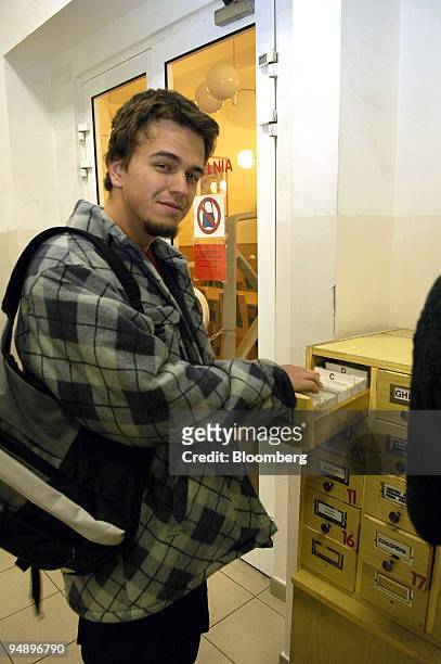 Przemyslaw Cielen, a 23-year-old student, poses in the Polish town of Poznan, Poland, Thursday, October 20, 2005. Cielen says he will vote for...