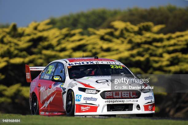 Will Davison drives the Milwaukee Racing Ford Falcon FGX during the Supercars Phillip Island 500 at Phillip Island Grand Prix Circuit on April 20,...