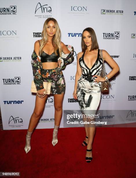 Models Chloe Maggs and Zoe Cacciola attend the 2018 Derek Jeter Celebrity Invitational gala at the Aria Resort & Casino on April 19, 2018 in Las...