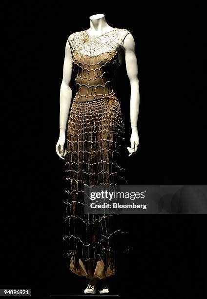 Spiderman-inspired dress sits on display at the presentation of the Metropolitan Museum of Art's Costume Institute exhibition called "The Power of...