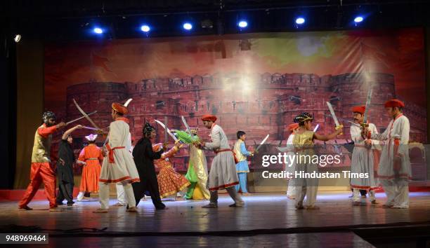 Students of Arya Gurukul enact a play on Shivaji Maharaj in their annual day function, in Kalyan, on April 19, 2018 in Mumbai, India. Shivaji Bhonsle...