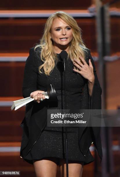 Miranda Lambert accepts the Female Vocalist of the Year award during the 53rd Academy of Country Music Awards at MGM Grand Garden Arena on April 15,...
