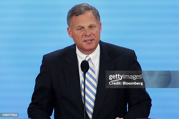 Richard Burr, U.S. Senator from North Carolina, speaks on day one of the Republican National Convention at the Xcel Center in St. Paul, Minnesota,...