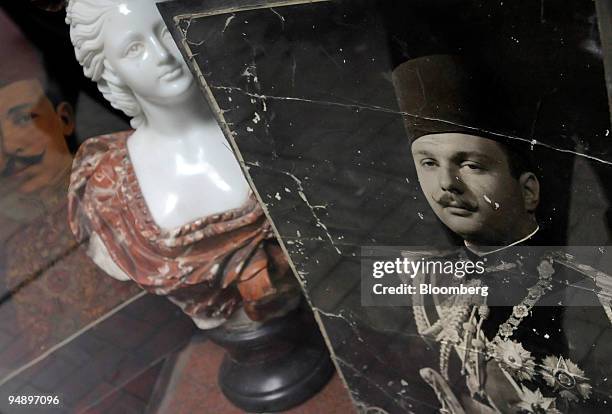 Portrait of King Farouk is displayed in the window of an antique store in Cairo, Egypt, on Monday, Feb. 11, 2008. For more than half a century, King...