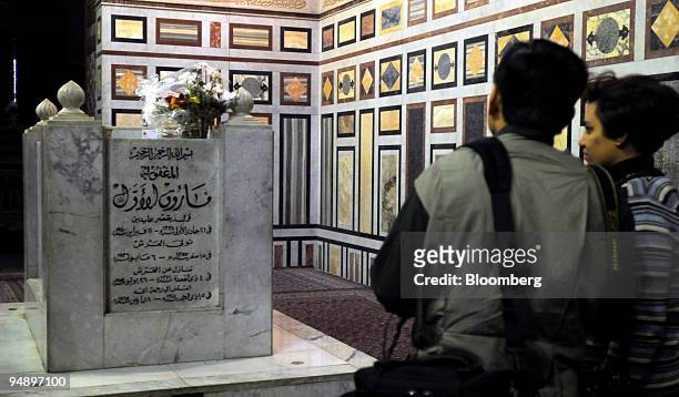 Visitors look at the tomb of King Farouk in Rifa'i Mosque in Cairo, Egypt, on Monday, Feb. 11, 2008. For more than half a century, King Farouk, the...