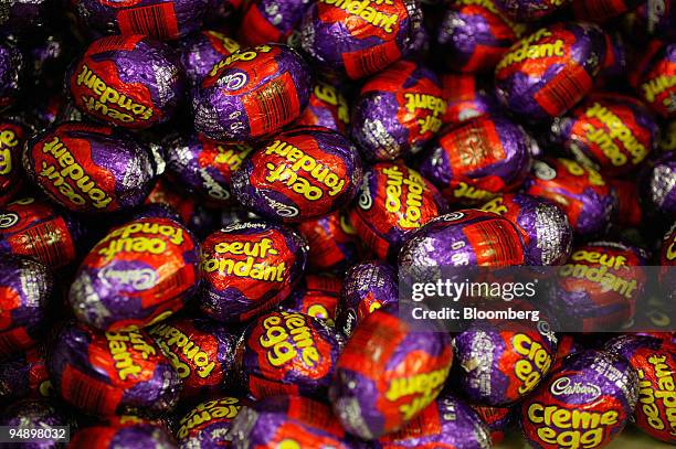 Cadburys eggs destined for the French Canadian market seen at the Bournville Cadbury factory in Birmingham, UK, Tuesday, August 30, 2005. Cadbury...