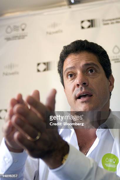 Roger Agnelli, president and CEO of Cia. Vale do Rio Doce speaks during a news conference at the "Risoleta Neves" hydroelectric power plant in Rio...