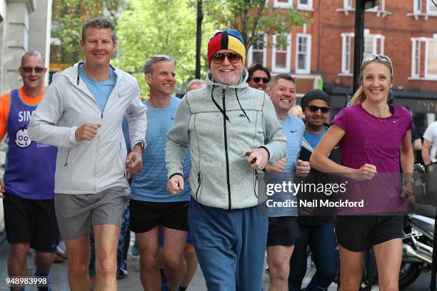 Steve Cram, Chris Evans, Paula Radcliffe and other runners seen outsiode the BBC Radio Studios ahead of this weekend's London Marathon on April 20,...