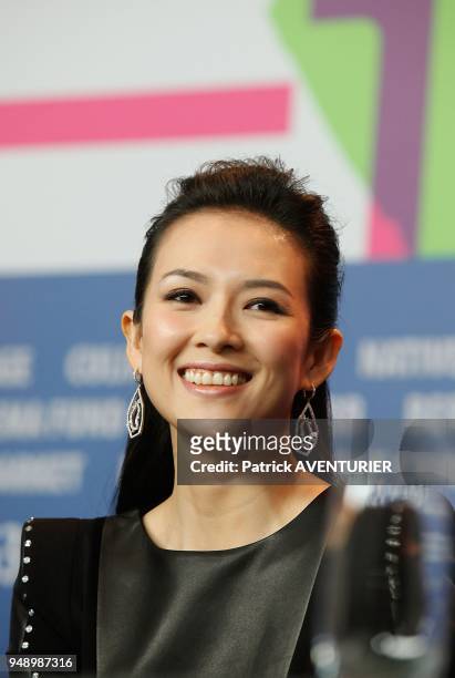 Chinese actrice Zhang Ziyi with jewellery exclusive berlinale collection of Tessiro during the opening of the 63rd Berlinale International Film...
