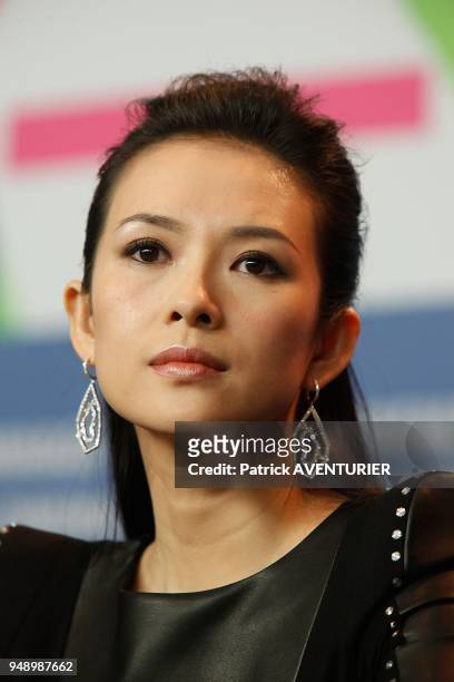 Chinese actrice Zhang Ziyi with jewellery exclusive berlinale collection of Tessiro during the opening of the 63rd Berlinale International Film...