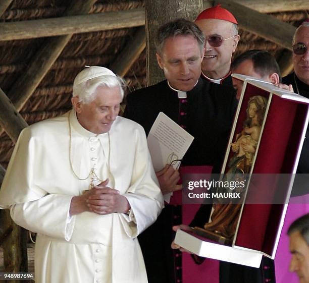 Pope Benedict XVI visits the Fazenda Esperanca drug rehabilitation center in Guaratingueta, near the Aparecida sanctuary in Sao Paulo State. The Pope...