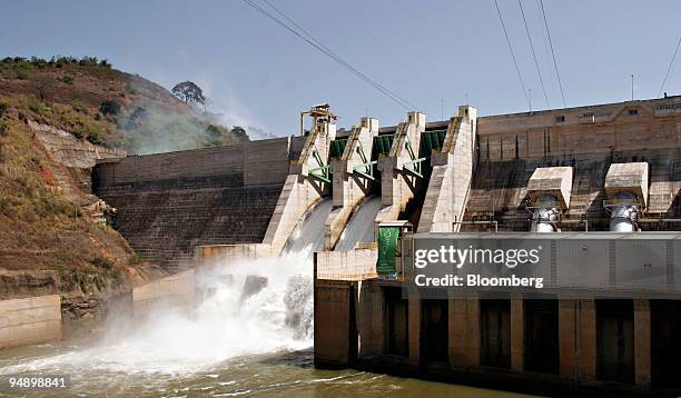 Water flows through a hydroelectric power plant owned by Novelis Brazil and Vale do Rio Doce Company in Rio Doce, Brazil, Tuesday, August 30, 2005....