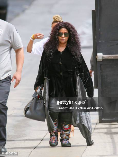 Chaka Khan is seen arriving at 'Jimmy Kimmel Live' on April 19, 2018 in Los Angeles, California.