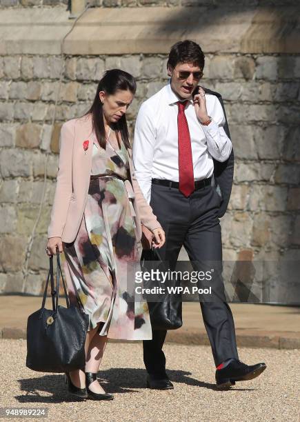 Prime Minister of New Zealand Jacinda Ardern and Prime Minister of Canada, Justin Trudeau arrive at Windsor Castle for a retreat on the final day of...