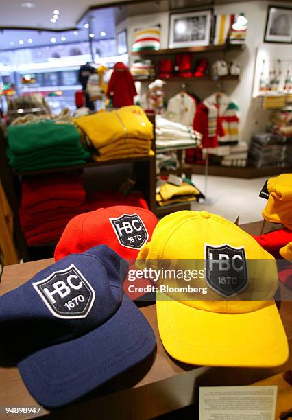 Hudson's Bay Company signature ball caps and merchandise are seen at "The Bay" store which is attached to HBC's company head offices in Toronto,...