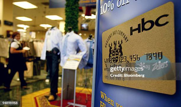 Sign advertising the Hudson's Bay Company credit card is seen at "The Bay" store which is attached to HBC's company head offices in Toronto, Canada...