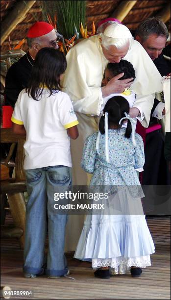 Pope Benedict XVI visits the Fazenda Esperanca drug rehabilitation center in Guaratingueta, near the Aparecida sanctuary in Sao Paulo State. The Pope...