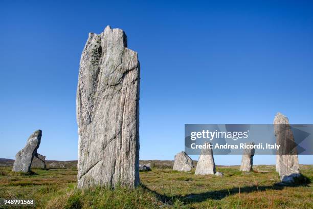 callanish stone circle, isle of lewis, outer hebrides, scotland - construcción megalítica fotografías e imágenes de stock