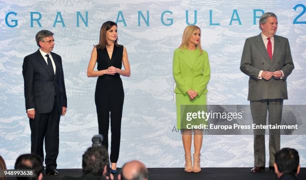 Queen Letizia of Spain, Cristina Cifuentes and Inigo Mendez de Vigo attend the SM 'Barco de Vapor' and 'Gran Angular' children and youth literary...