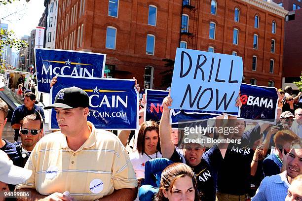 Supporters of Senator John McCain of Illinois, Republican presidential candidate, protest during a Democratic news conference titled "A New Direction...