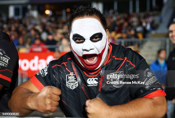 Warriors fan during the round seven NRL match between the New Zealand Warriors and the St George Illawarra Dragons at Mt Smart Stadium on April 20,...