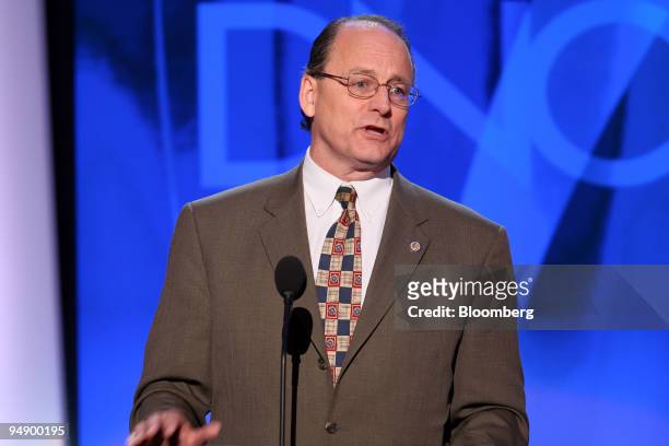 Jim Whitaker, Republican mayor of Fairbanks, Alaska, speaks during day two of the 2008 Democratic National Convention at the Pepsi Center in Denver,...