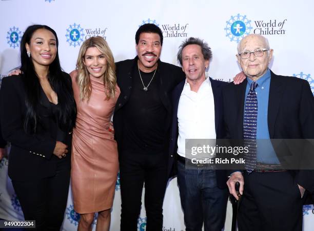 Lisa Parigi, Veronica Grazer, Lionel Richie, Brian Grazer and Norman Lear attend the 2018 World of Children Hero Awards Benefit at Montage Beverly...