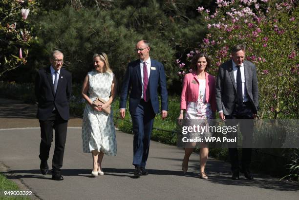 Sophie, Countess of Wessex with Theresa May's husband Philip May, Director of Royal Botanic Gardens, Kew Richard Deverell and wife Sarah with Richard...