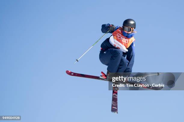 Isabel Atkin of Great Britain in action during the Freestyle Skiing Ladies' Ski Slopestyle Final at Phoenix Snow Park on February17, 2018 in...