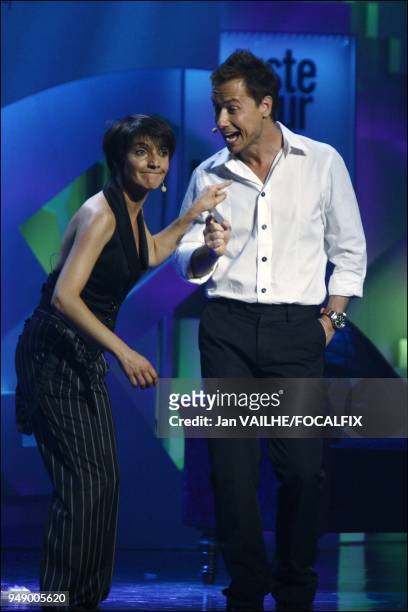 French comedian Florence Foresti and Canadian Stephane Rousseau perform in Juste Pour Rire show in Montreal.
