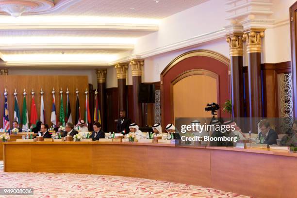 Representatives of OPEC and non-OPEC countries attend the Joint Ministerial Monitoring Committee of OPEC in Jeddah, Saudi Arabia, on Friday, April...