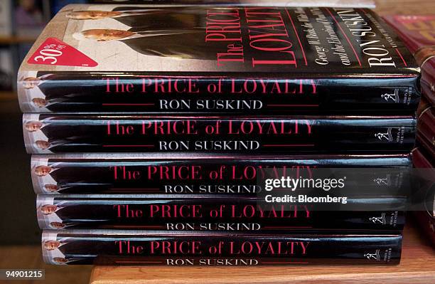 The Price of Loyalty' by Ron Suskind sits on display in a Border's Bookstore in New York on February 5, 2004. U.S. President George W. Bush and his...