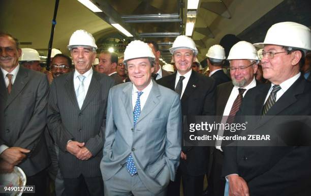 Pierre Mongin, CEO of the parisian transportation company RATP, in Algiers subway. Here with French Minister for Ecology, Energy, Sustainable...