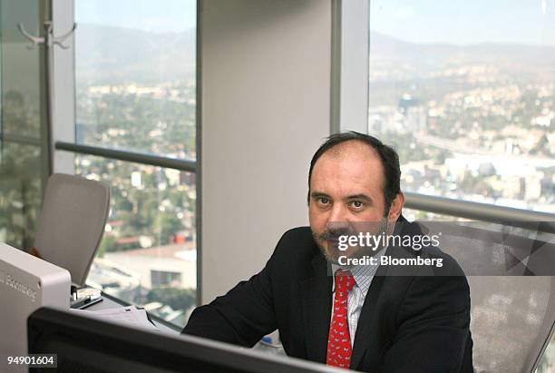 Luis Angel Rodriguez, fund manager with GBM Grupo Bursatil Mexicano, poses in his office in Mexico City, Mexico, on Tuesday, Feb. 5, 2008.