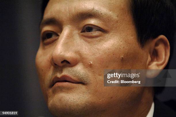Xiao Yaqing, president of Aluminum Corp. Of China Ltd. , attends a news briefing in Sydney, Australia, on Monday, Feb. 4, 2008. Rio Tinto Group rose...