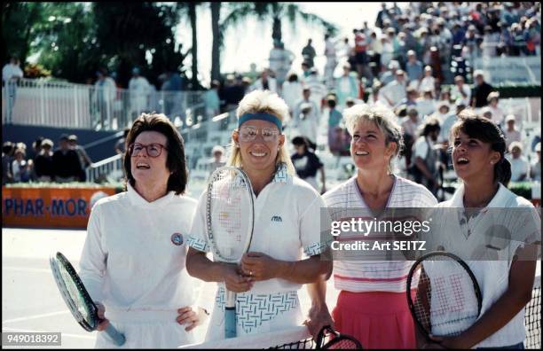 Tennis Legends Billie Jean King, Martina Navratilova, Chris Evert and Jennifer Capriati at the Chris Evert Tennis Classic in Boca Raton Polo Club in...