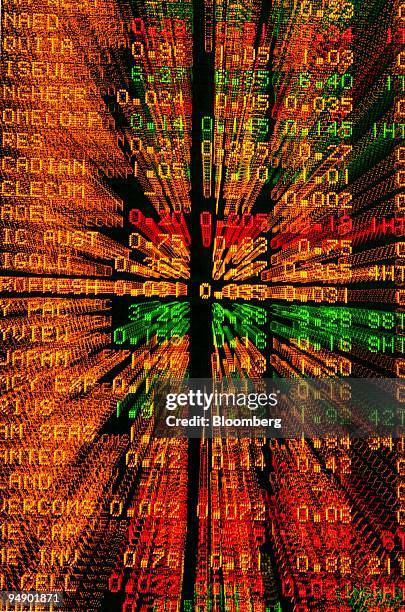 Share prices are displayed on the stock boards at the Australian Securities Exchange in this photo illustration taken in Sydney, Australia, on...