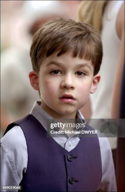 Ryan Quinn, youngest child of the late actor Anthony Quinn, stands outside the First Baptist Church in America, after a memorial service for his...