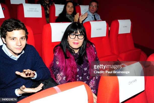 Anna Sui attends Cohen Media Group and The Cinema Society host the premiere of "Godard Mon Amour" at Quad Cinema on April 19, 2018 in New York City.