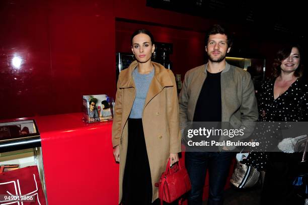 Sophie Auster attends Cohen Media Group and The Cinema Society host the premiere of "Godard Mon Amour" at Quad Cinema on April 19, 2018 in New York...